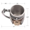 1pc Skull Knight Mug, Stainless Steel Viking Skull Mug, Creative Skeleton Beer Mug, Metal Skull Coffee Mug, Funny Gift, Home Kitchen Supplies