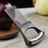 Stainless Steel Onion Cutter Holder Food Slicers Assistant Tomato Onion Slicer Holder Vegetables Cutting Fork Kitchen Gadgets