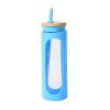 Glass Water Tumble Straw Silicone Bamboo Lids Iced Coffee Cup Bottle Reusable