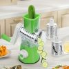 Vegetable Slicer, 3 in 1 Round Veggie Chopper Fruit Cutter Cheese Shredder Rotary Drum Grater with 3 Stainless Steel Blades,1 Julienne peeler and 1 Br